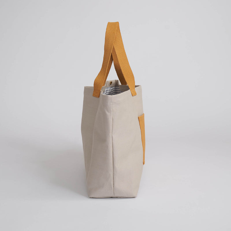 Sand/Mustard--skip || Tote Bag - Shopper - Canvas