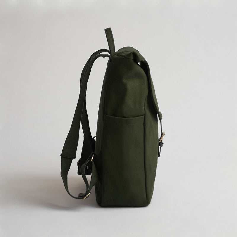 Classic Backpack L - Rucksack Canvas - Dark Olive--skip
