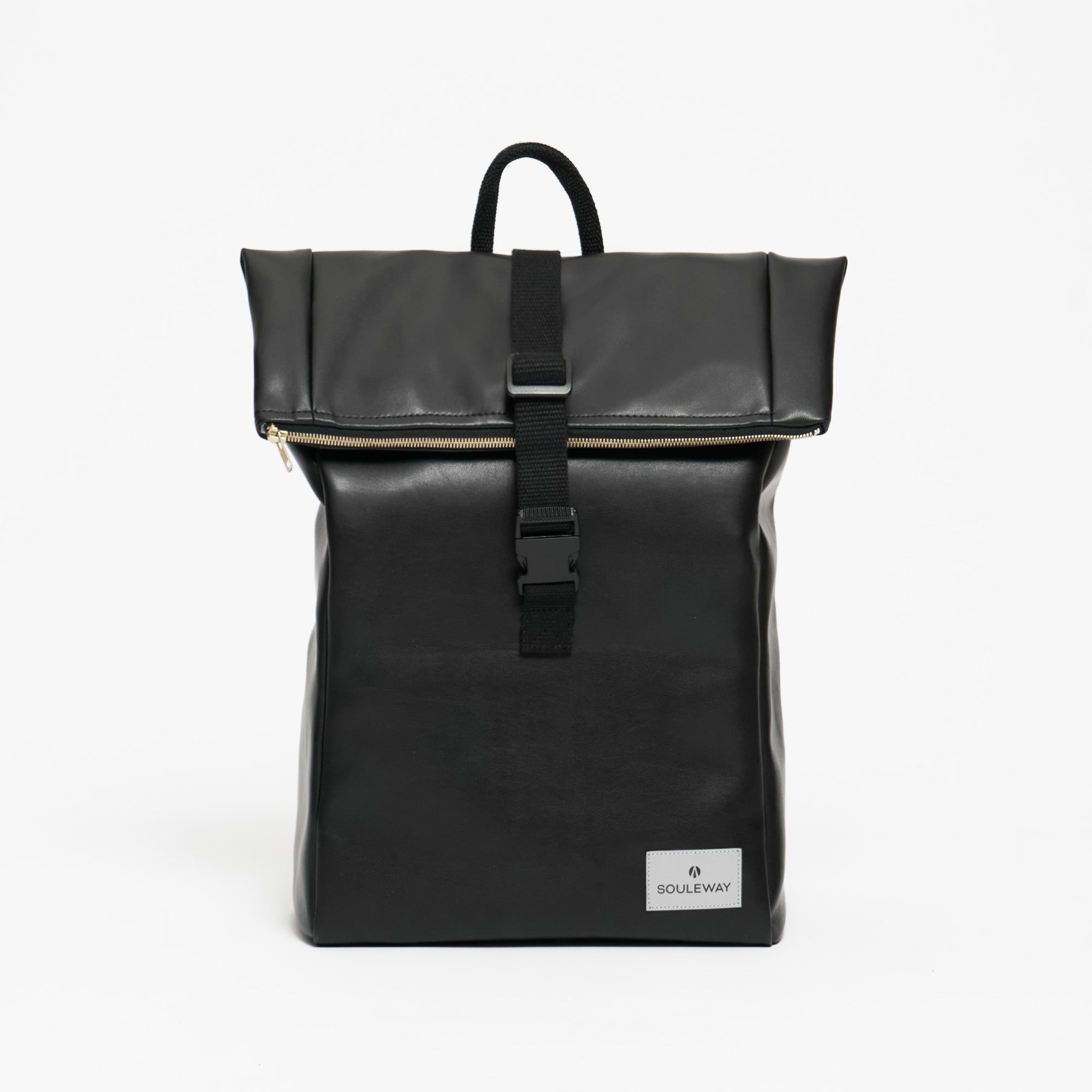 Night Black--skip || Foldtop Rolltop Rucksack - made in Germany - Olivenleder