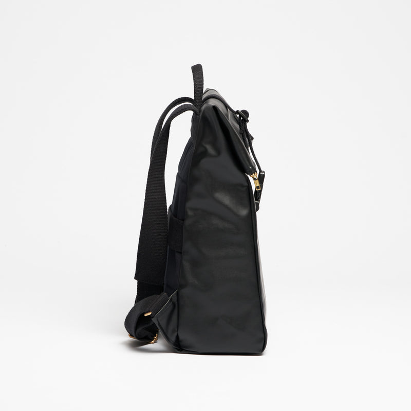 Night Black--skip || Foldtop Rolltop Rucksack - made in Germany - Olivenleder