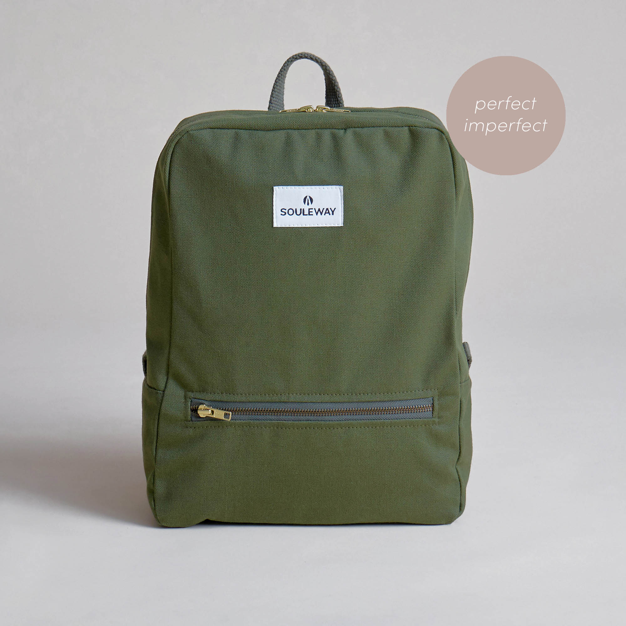 Daypack vegan Damen Rucksack - B-Ware - Canvas - wasserdicht - Dark Olive--skip