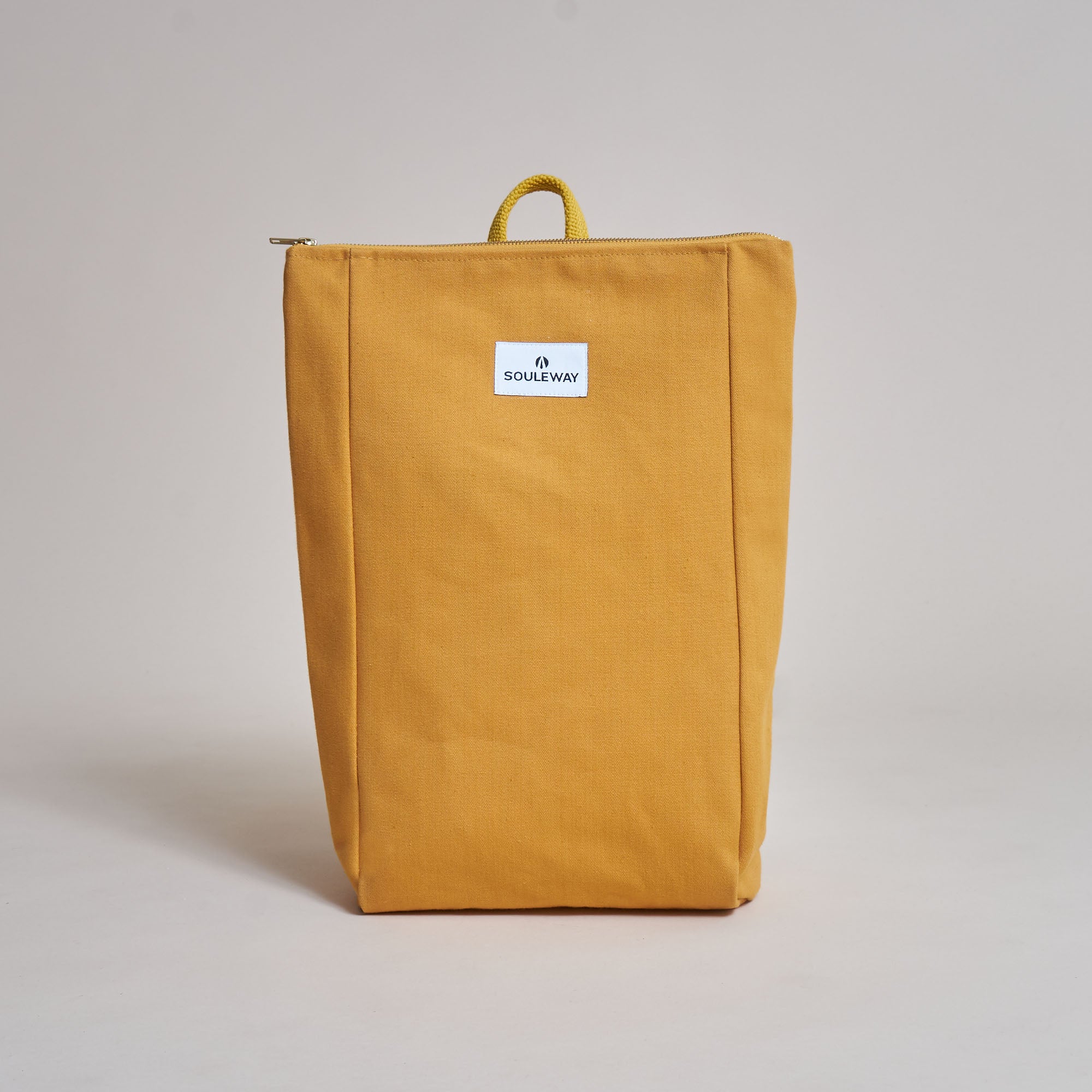 Simple Backpack L - Canvas Rucksack - Mustard Yellow--skip