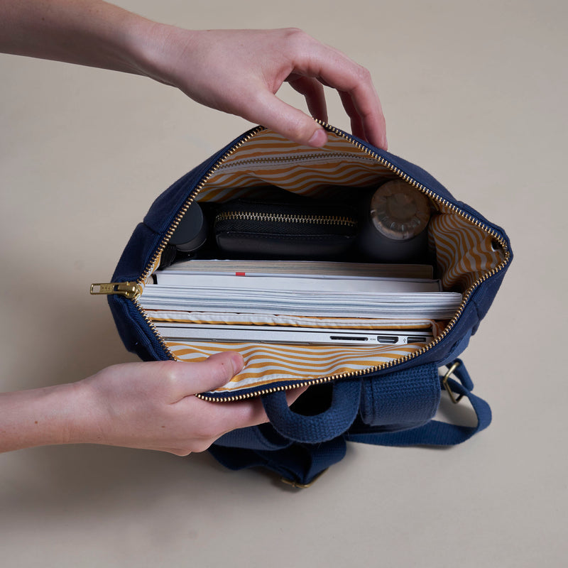 Simple Backpack L - Canvas Rucksack - Navy Blue--skip