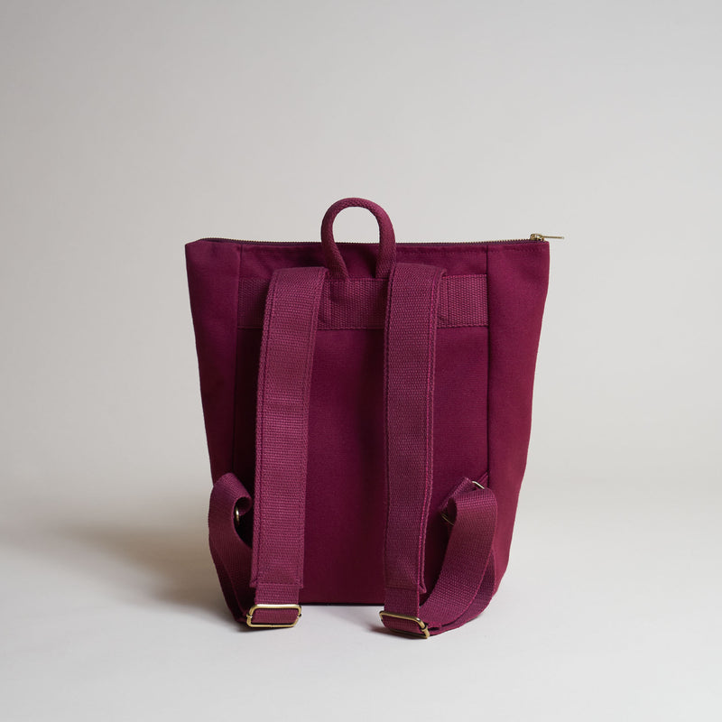 Simple Backpack S - Canvas Rucksack - Bordeaux Red--skip