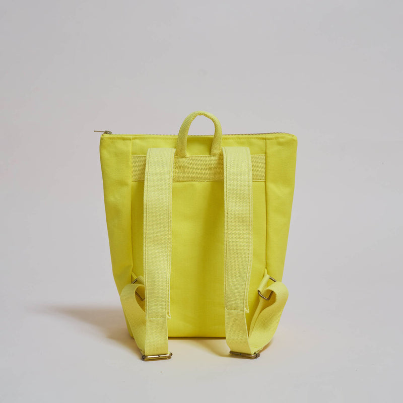 Simple Backpack S - Canvas Rucksack - Bright Lemon--skip