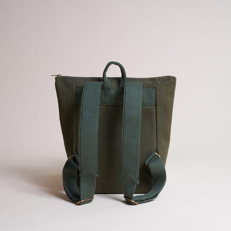 Simple Backpack S - Canvas Rucksack - Dark Olive--skip