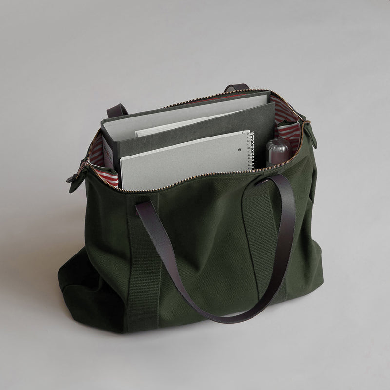 Dark Olive--skip || Tote Bag - Shopper - Canvas - B-Ware